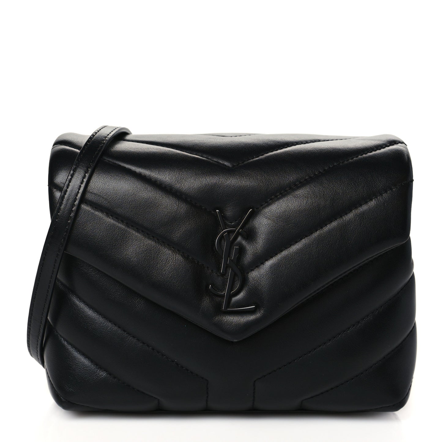 Calfskin Y Quilted Monogram Toy Loulou Crossbody Bag Black