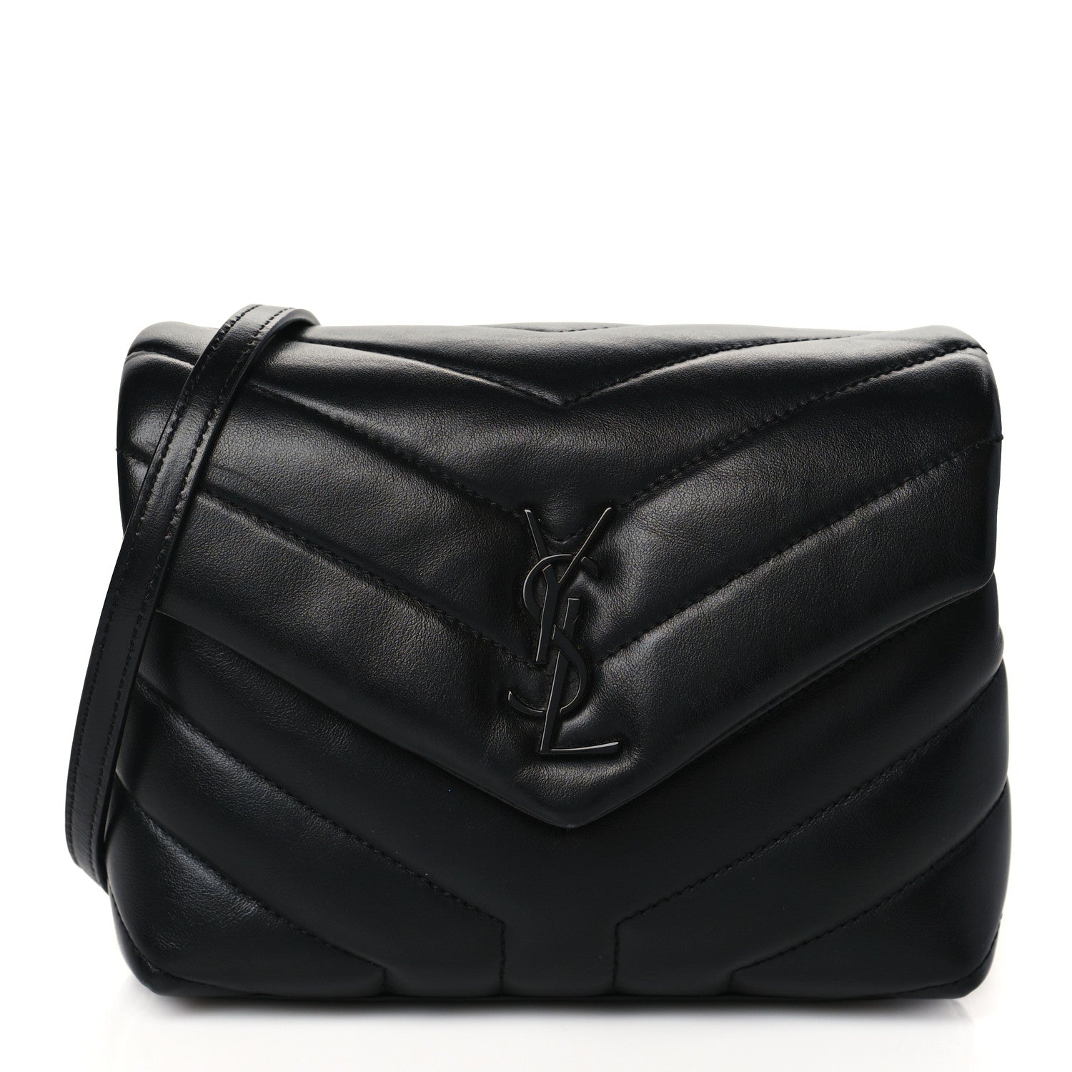Saint Laurent Calfskin Y Quilted Monogram Toy Loulou Crossbody Bag Black 1 of 9
