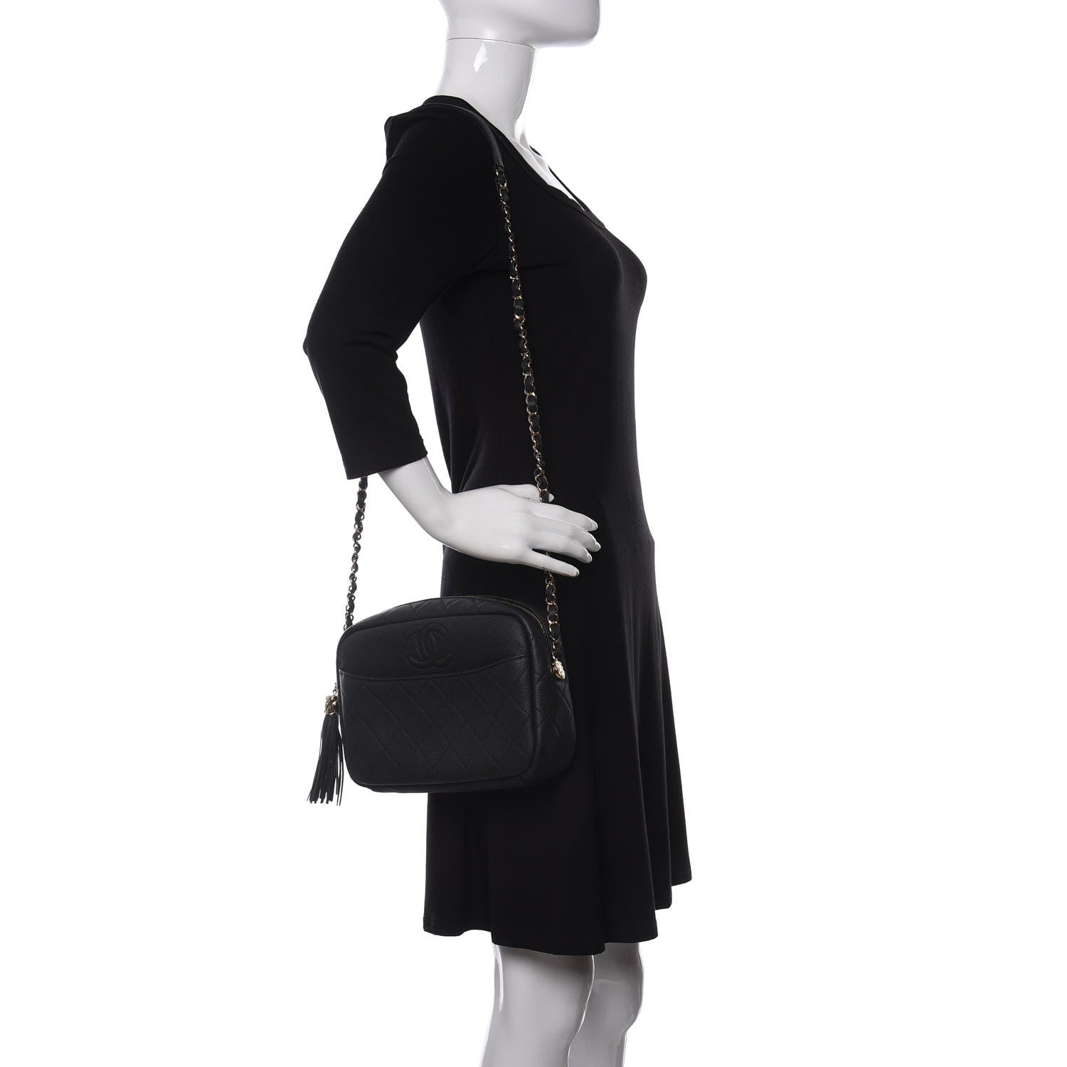 Chanel Iridescent Caviar Quilted Small Coco Tassel Camera Case Black 2 of 11