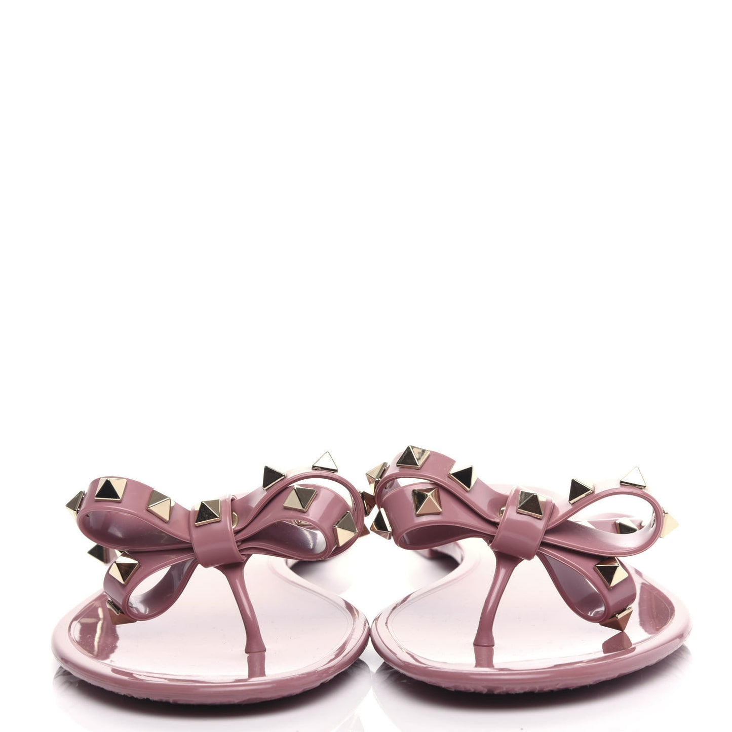 PVC Jelly Rockstud Bow Thong Sandals 40 Sandy Rose