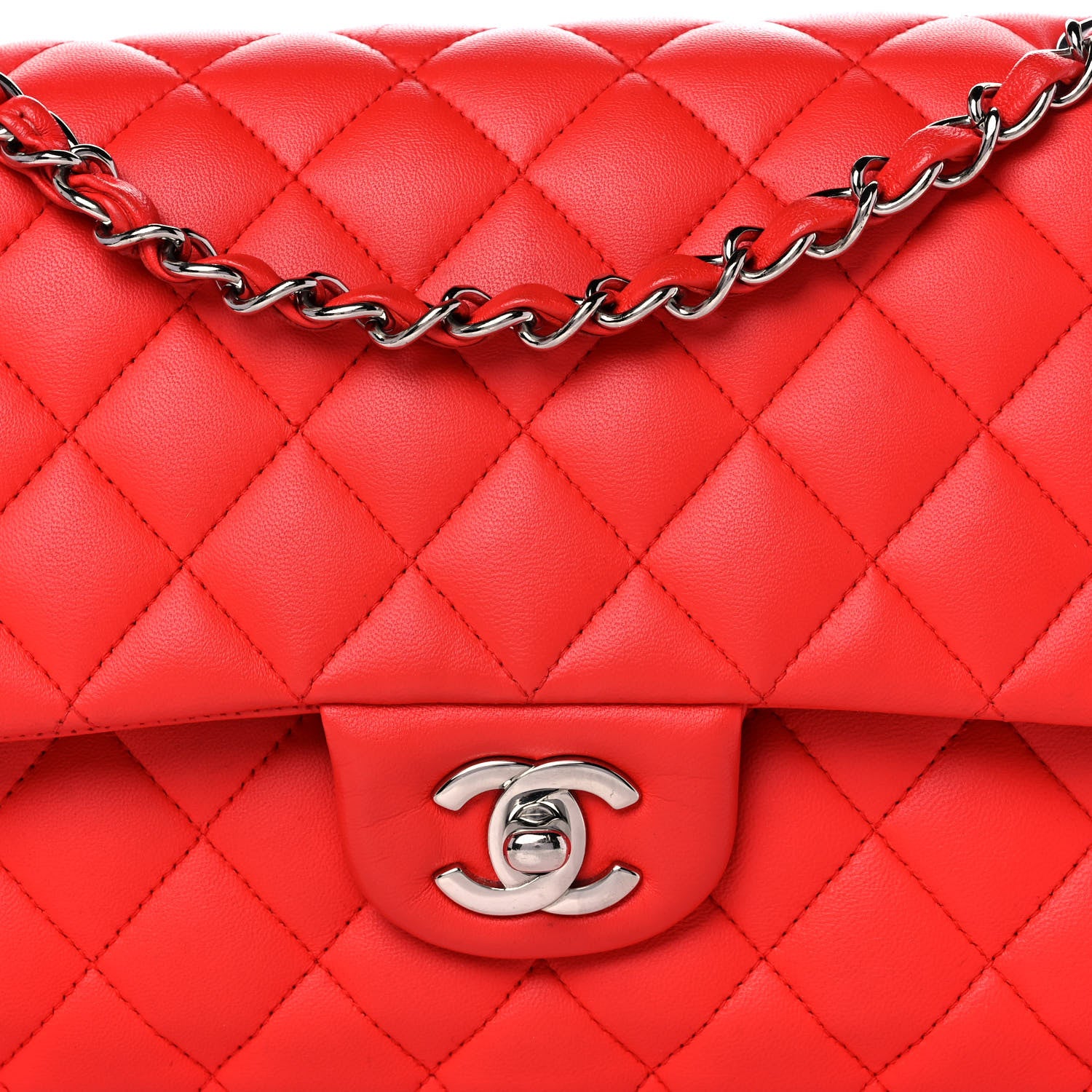 Chanel Lambskin Quilted Medium Double Flap Red 8 of 13