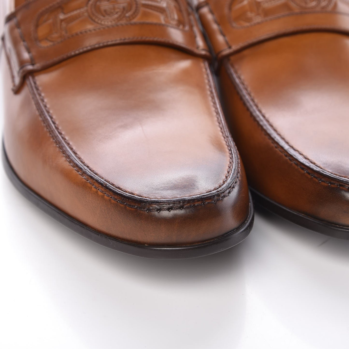 Calfskin Mens Interlocking G Loafers 8 Cuir
