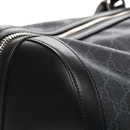 Gucci Soft GG Supreme Monogram Appia Calfskin Web Large Carry On Duffle Bag Black Grey 6 of 6
