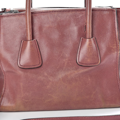 Prada Glace Calf Small Twin Pocket Tote Pink 17 of 23