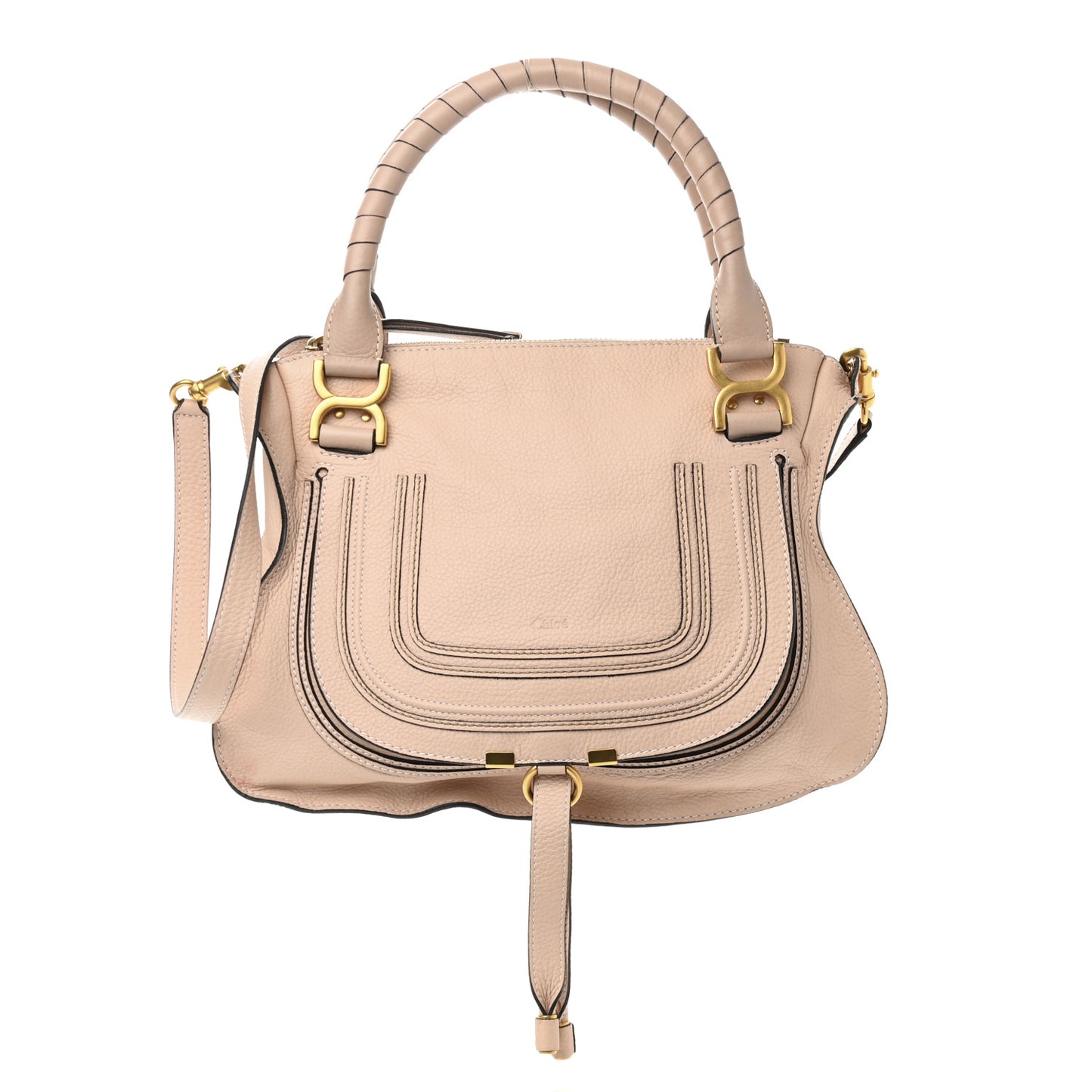 Calfskin Medium Marcie Satchel Powder Beige