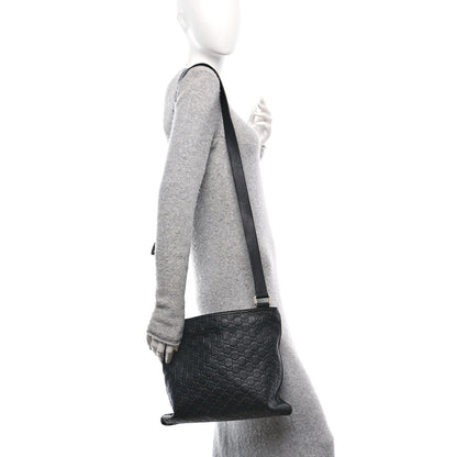 Gucci Guccissima Medium Flat Messenger Bag Black 2 of 13