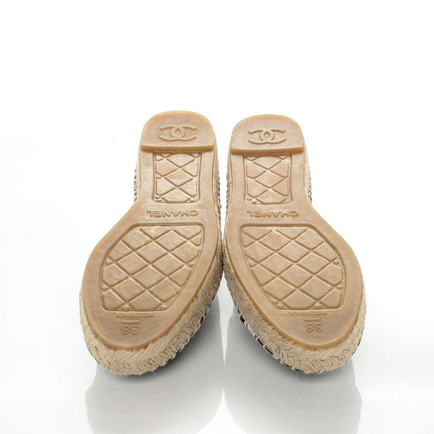 Lambskin Printed CC Espadrilles 38 Black White