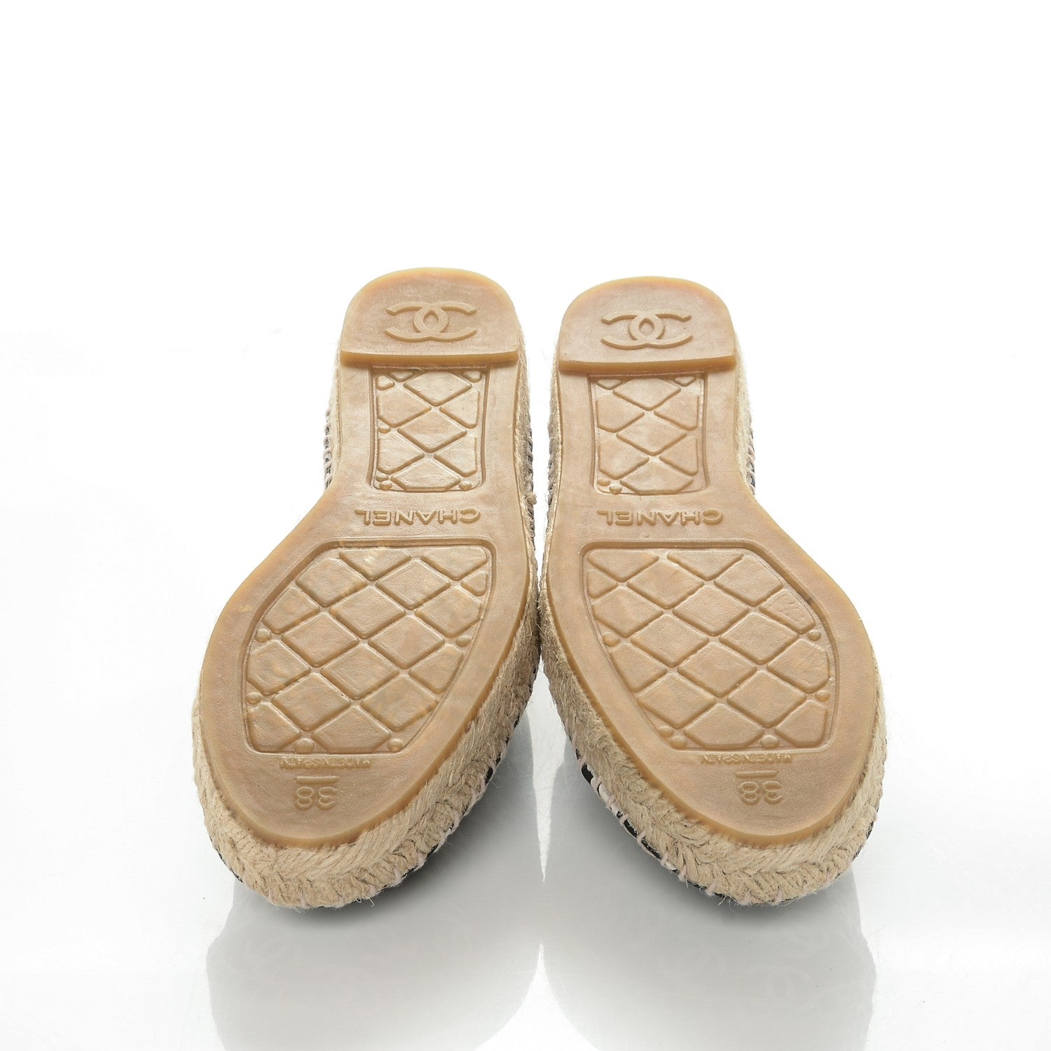 Chanel Lambskin Printed CC Espadrilles 38 Black White 5 of 7