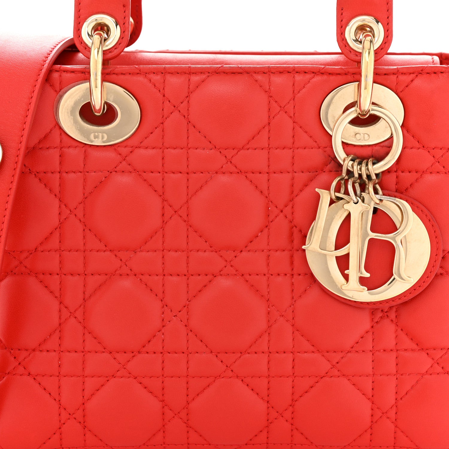 Christian Dior Lambskin Cannage Small Lucky Badges My Lady Dior Red 8 of 14