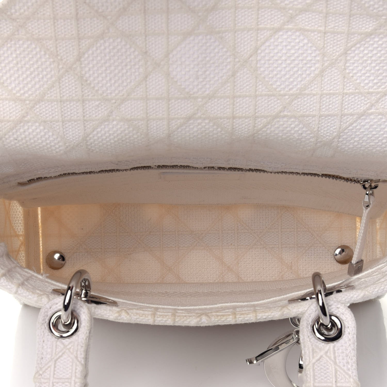 Christian Dior Canvas Embroidered Cannage Medium Lady D-Lite White 4 of 10