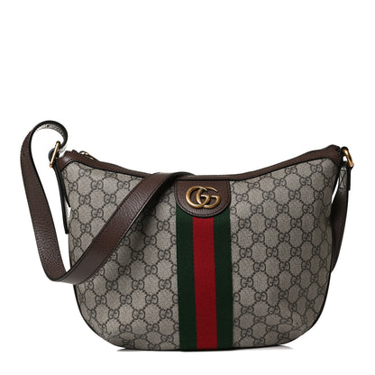 Gucci GG Supreme Monogram Web Small Ophidia Half Moon Hobo Brown 2 of 13