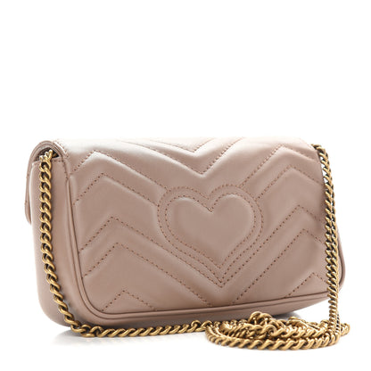 Gucci Calfskin Matelasse Super Mini GG Marmont Shoulder Bag Porcelain Rose 3 of 9