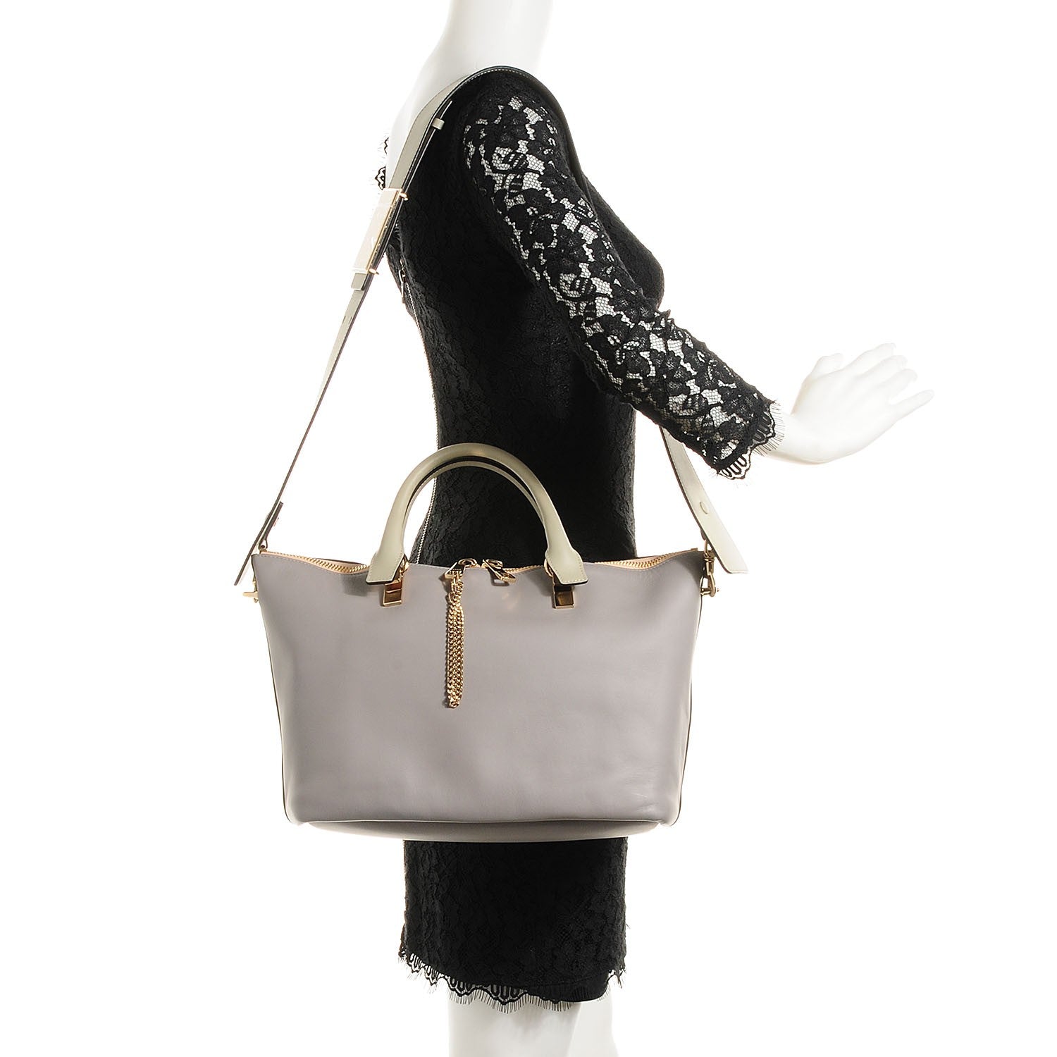 Chloe Smooth Calfskin Small Baylee Tote Marshmallow Cashmere Grey 2 of 7