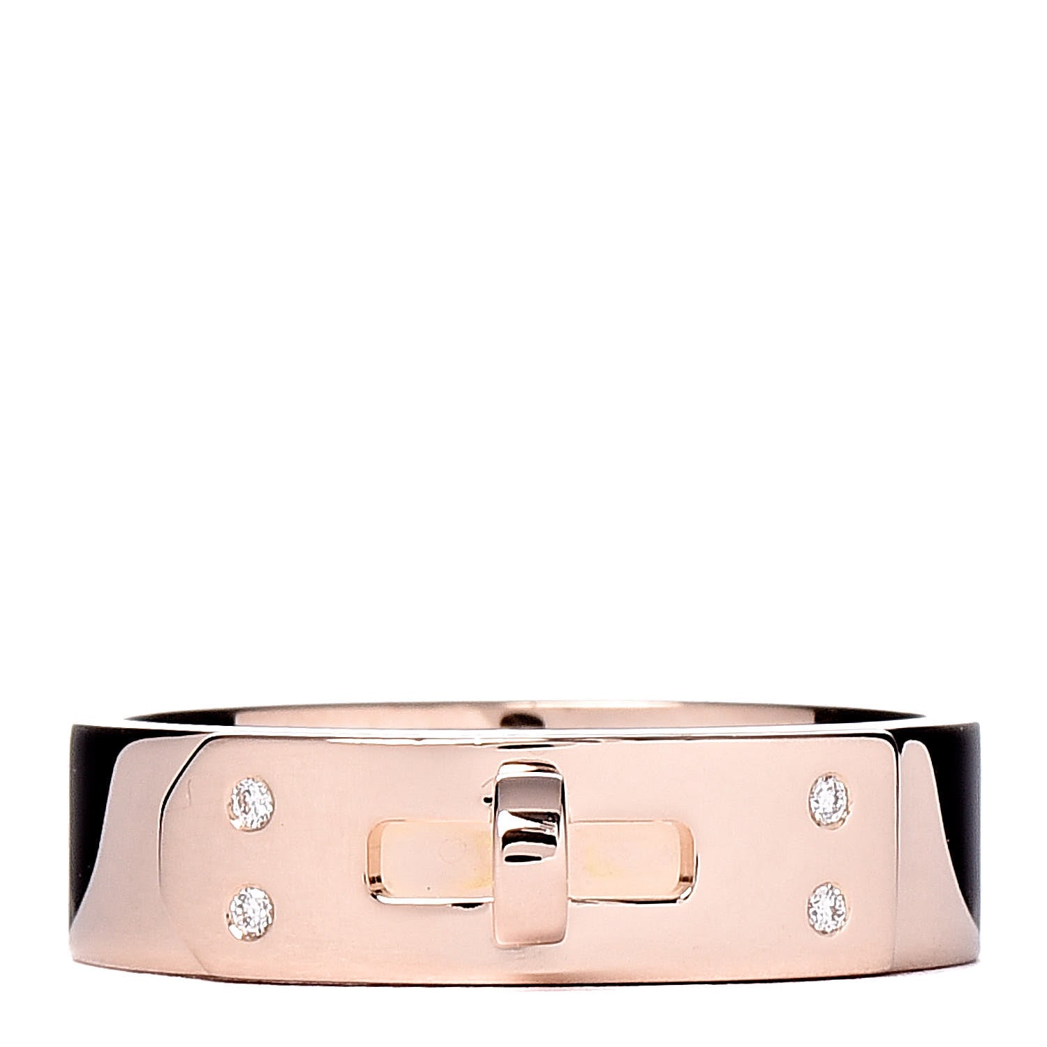 Hermes 18K Rose Gold Diamond PM Kelly Ring 51 5.75 1 of 5