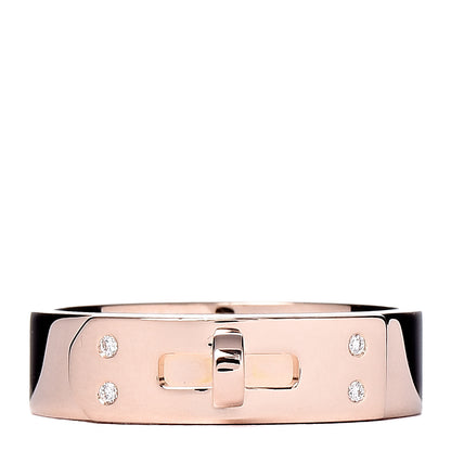 Hermes 18K Rose Gold Diamond PM Kelly Ring 51 5.75 1 of 5