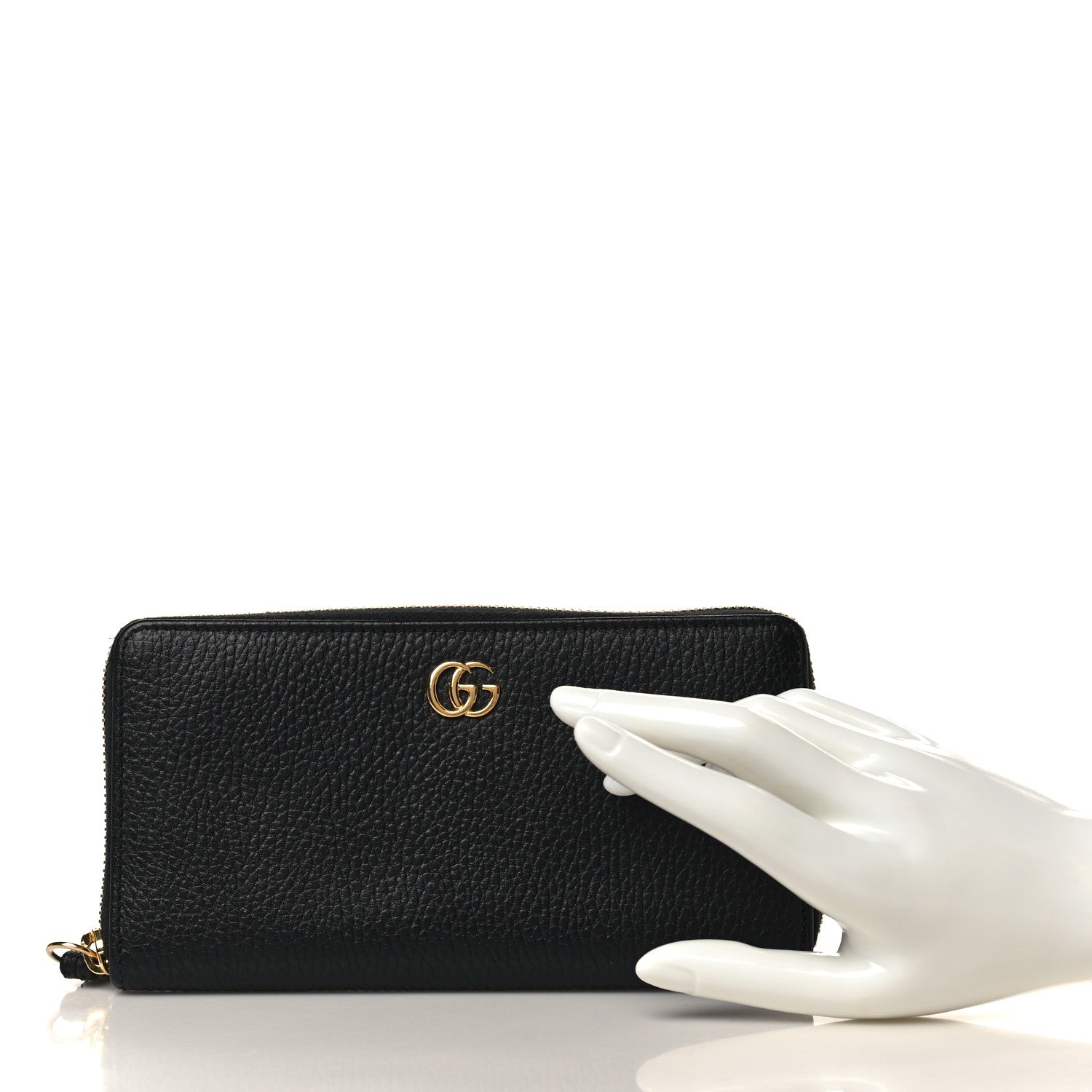 Gucci Dollar Calfskin GG Marmont Zip Around Wallet Black 3 of 14