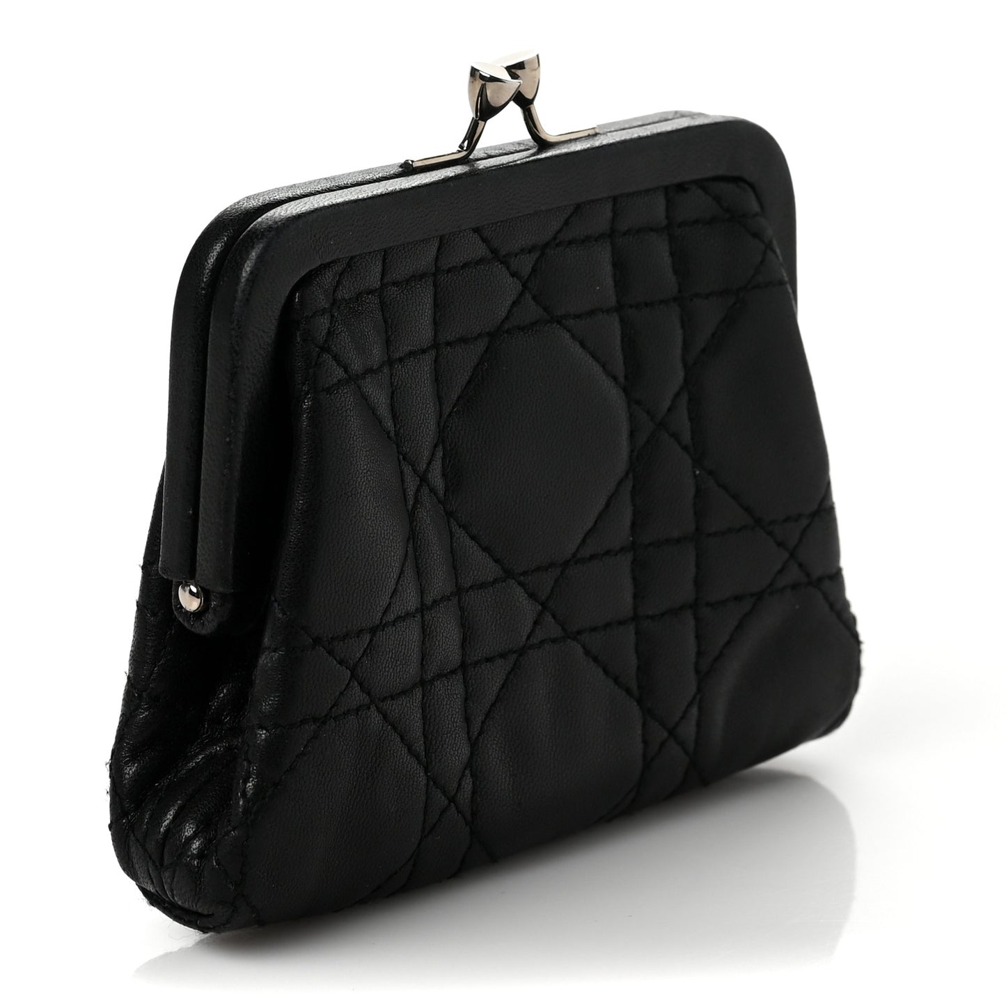 Calfskin Cannage Coin Purse Black