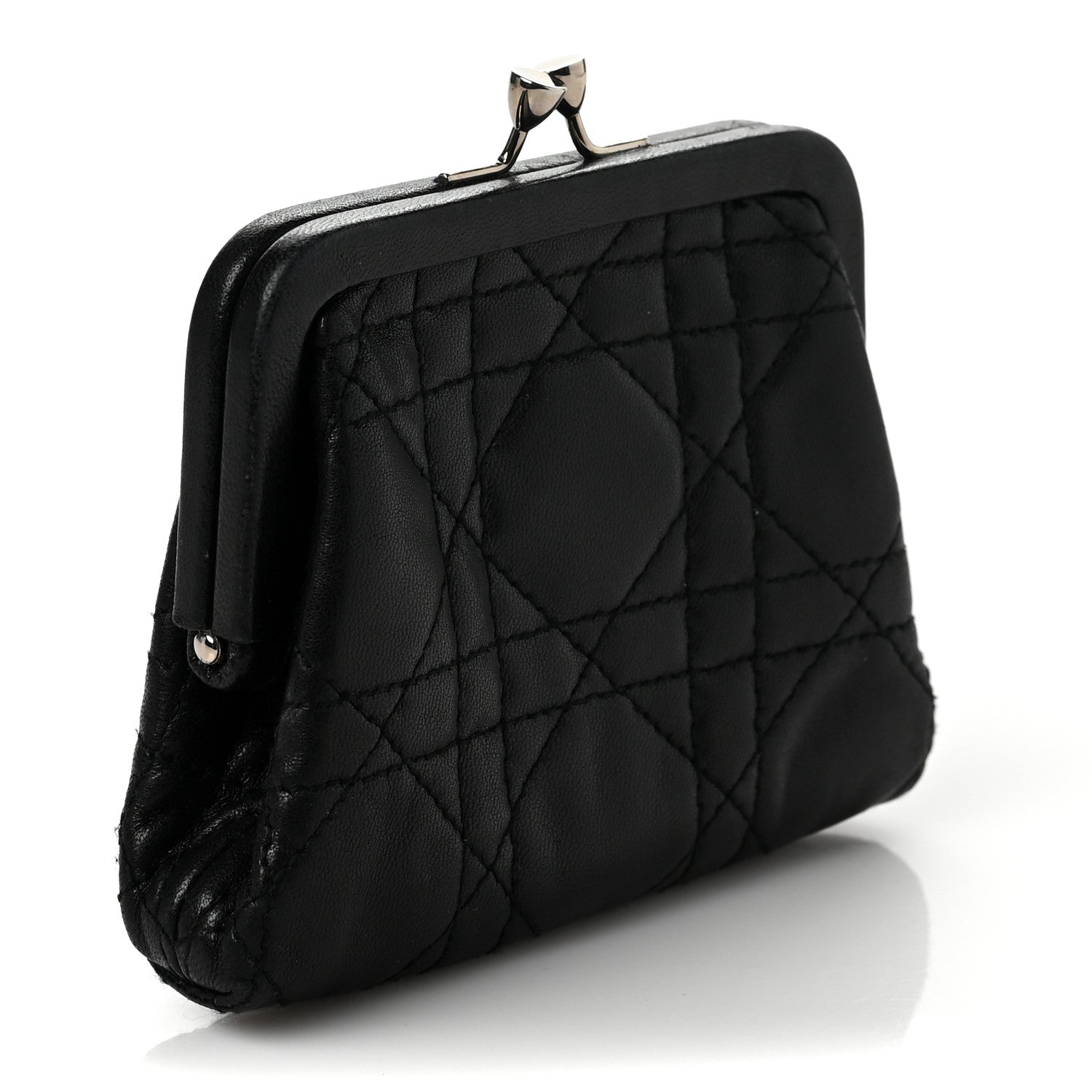 Christian Dior Calfskin Cannage Coin Purse Black 3 of 6
