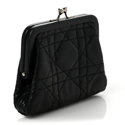 Christian Dior Calfskin Cannage Coin Purse Black 3 of 6