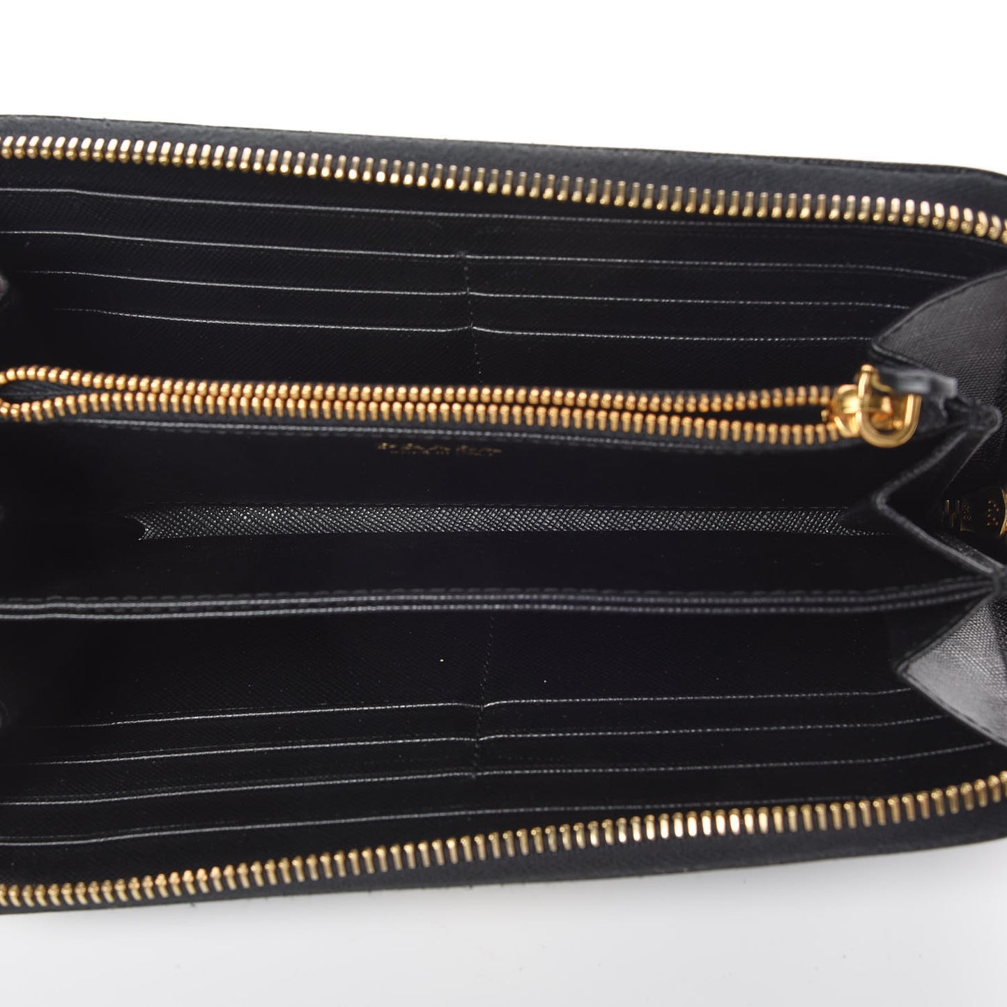 Saffiano Triangle Zip Around Wallet Black