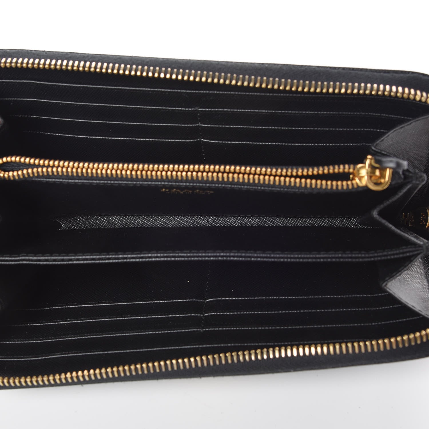 Prada Saffiano Triangle Zip Around Wallet Black 5 of 7