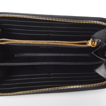 Prada Saffiano Triangle Zip Around Wallet Black 5 of 7