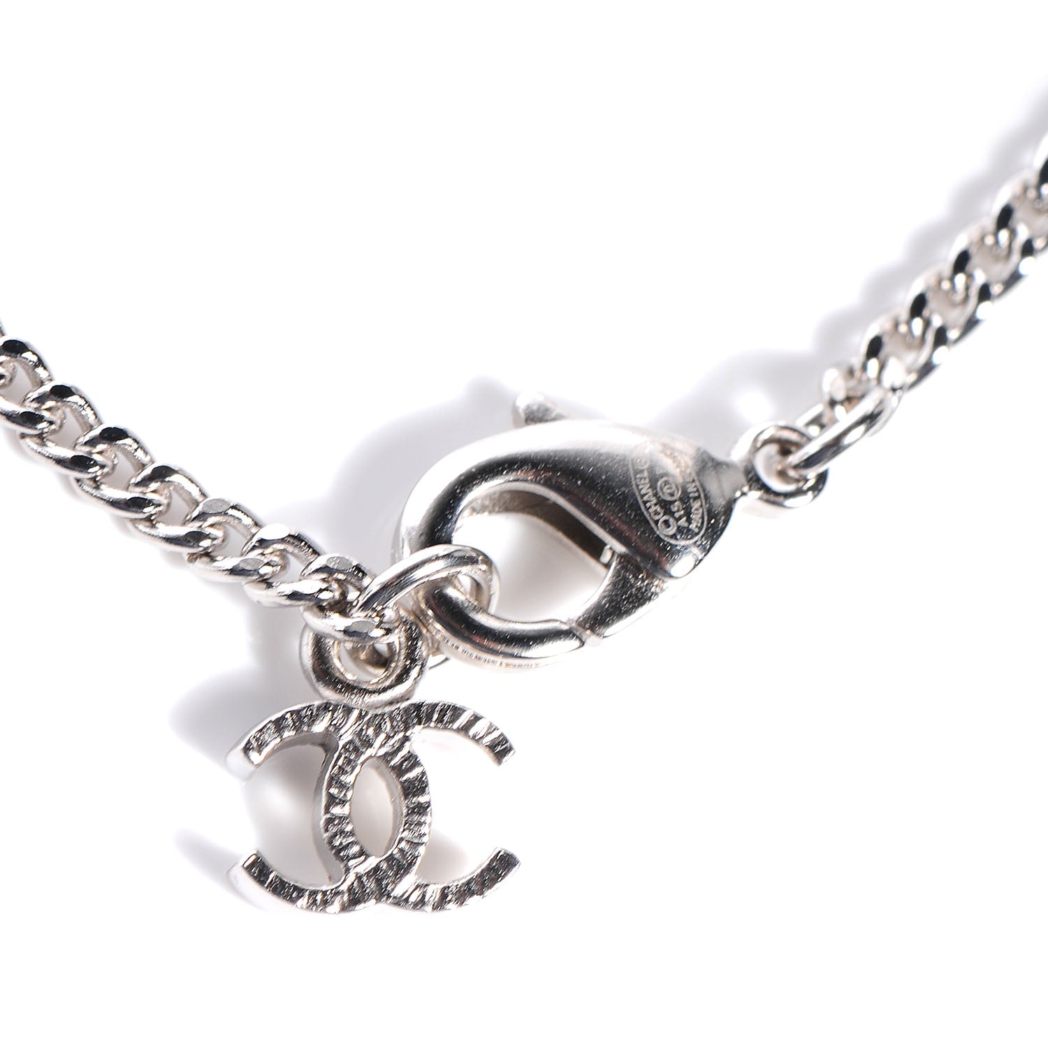 Chanel Crystal Baguette CC Necklace Blue 3 of 4