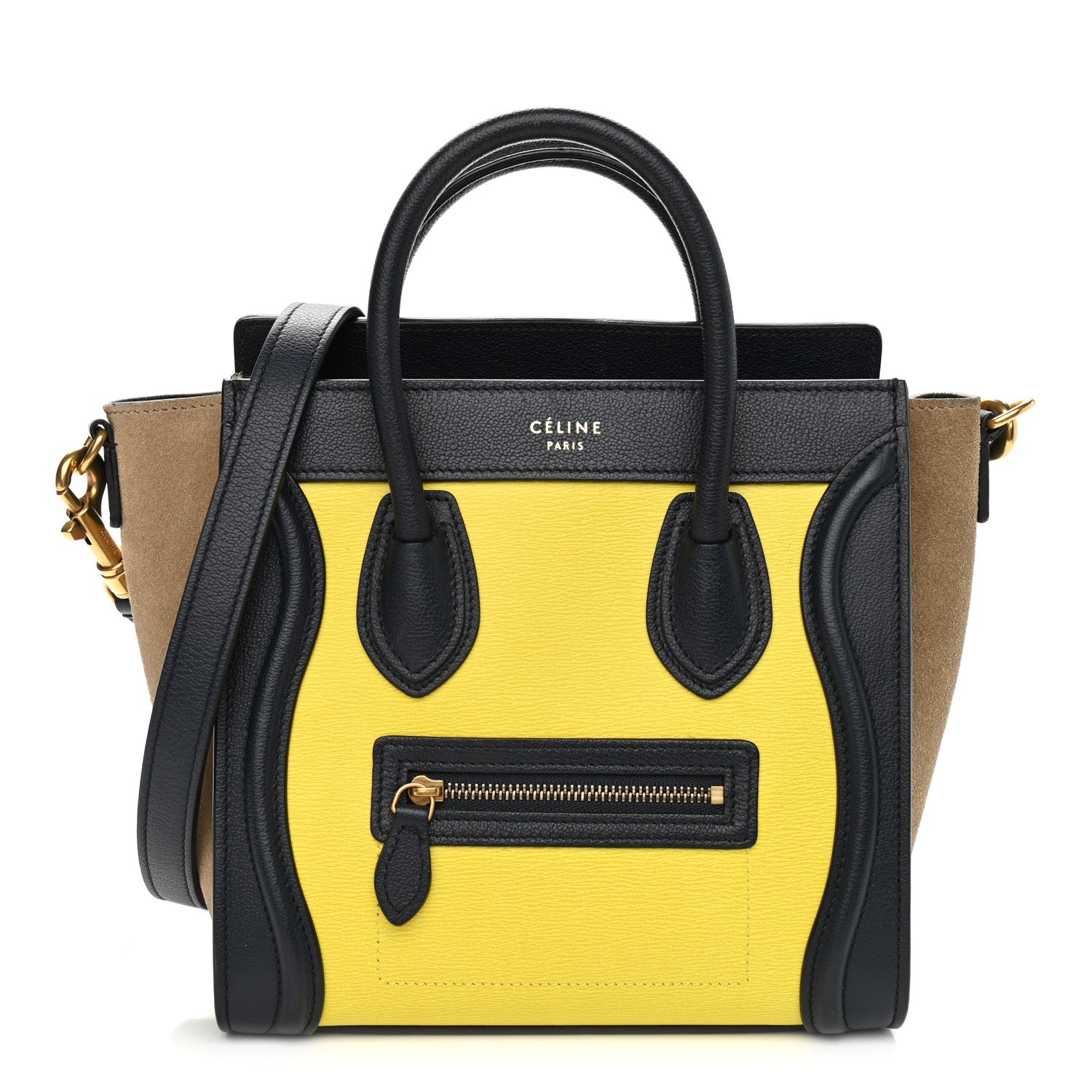 Celine Leige Calfskin Suede Tri-color Nano Luggage Multicolor 1 of 10