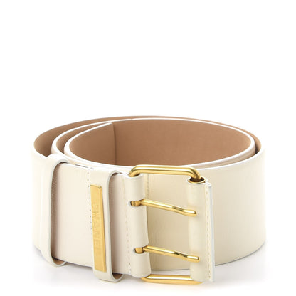 Chanel Lambskin Logo Wide Belt 85 34 Off White 1 of 8