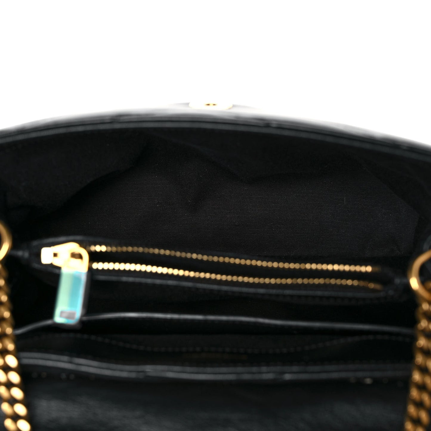 Calfskin Y Quilted Monogram Small Loulou Chain Satchel Black