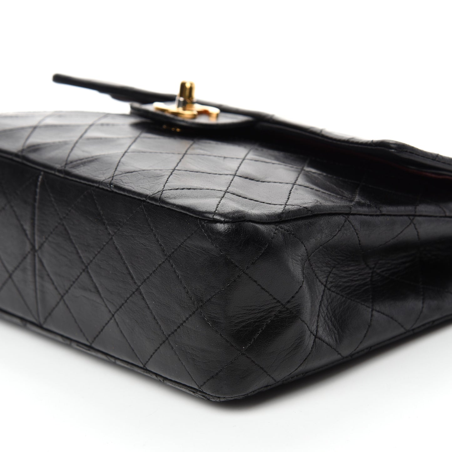 Lambskin Quilted Medium Double Flap Black