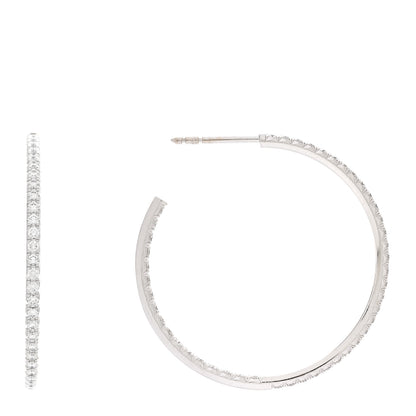 Tiffany 18K White Gold Diamond Large Metro Hoop Earrings 1 of 4