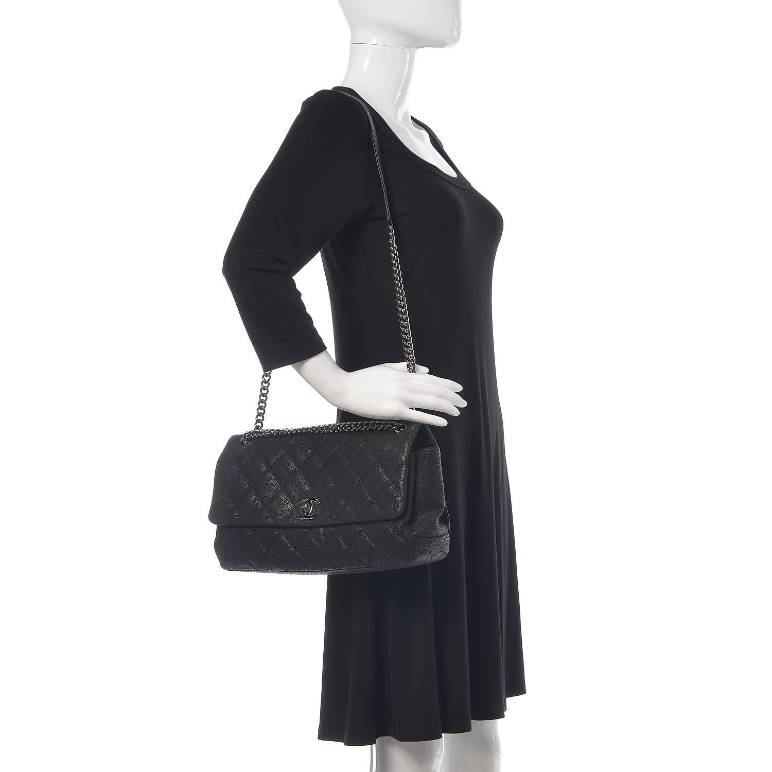 Chanel Iridescent Caviar Quilted Medium Lady Pearly Flap Black 3 of 16