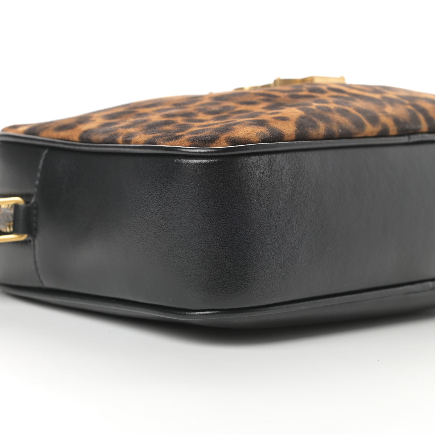 Calfskin Leopard Print Monogram Lou Camera Bag Black