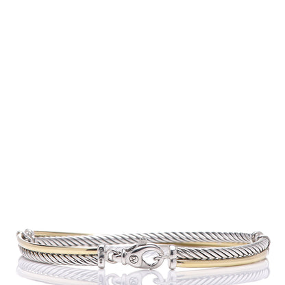 David Yurman Sterling Silver 18K Yellow Gold 3mm Crossover Bracelet 3 of 6