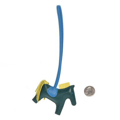 Hermes Milo Lambskin Grigri Rodeo Horse Bag Charm PM Malachite Bleu Zanzibar Lime 2 of 4