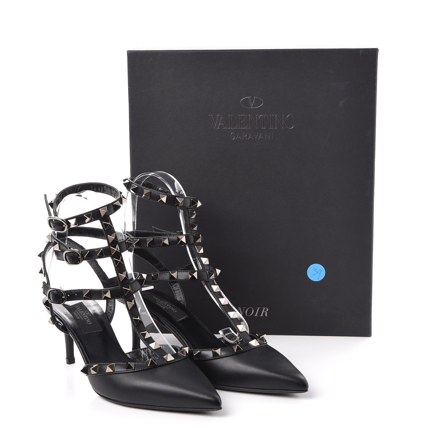 Valentino Garavani Nappa Rockstud Ankle Strap Low Heel Pumps 36 Black 9 of 9