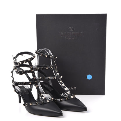 Valentino Garavani Nappa Rockstud Ankle Strap Low Heel Pumps 36 Black 9 of 9