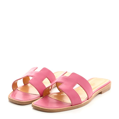 Hermes Box Calfskin Oran Sandals 39 Rose Petale 3 of 8