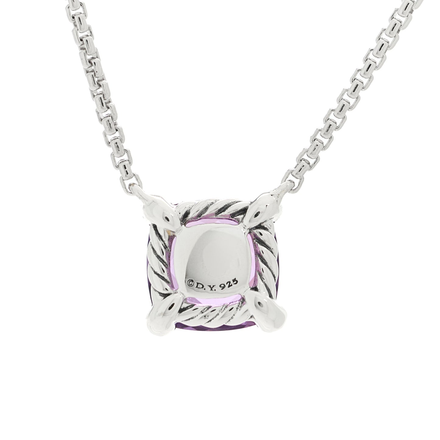 Sterling Silver Diamond Amethyst 9mm Petite Chatelaine Pendant Necklace