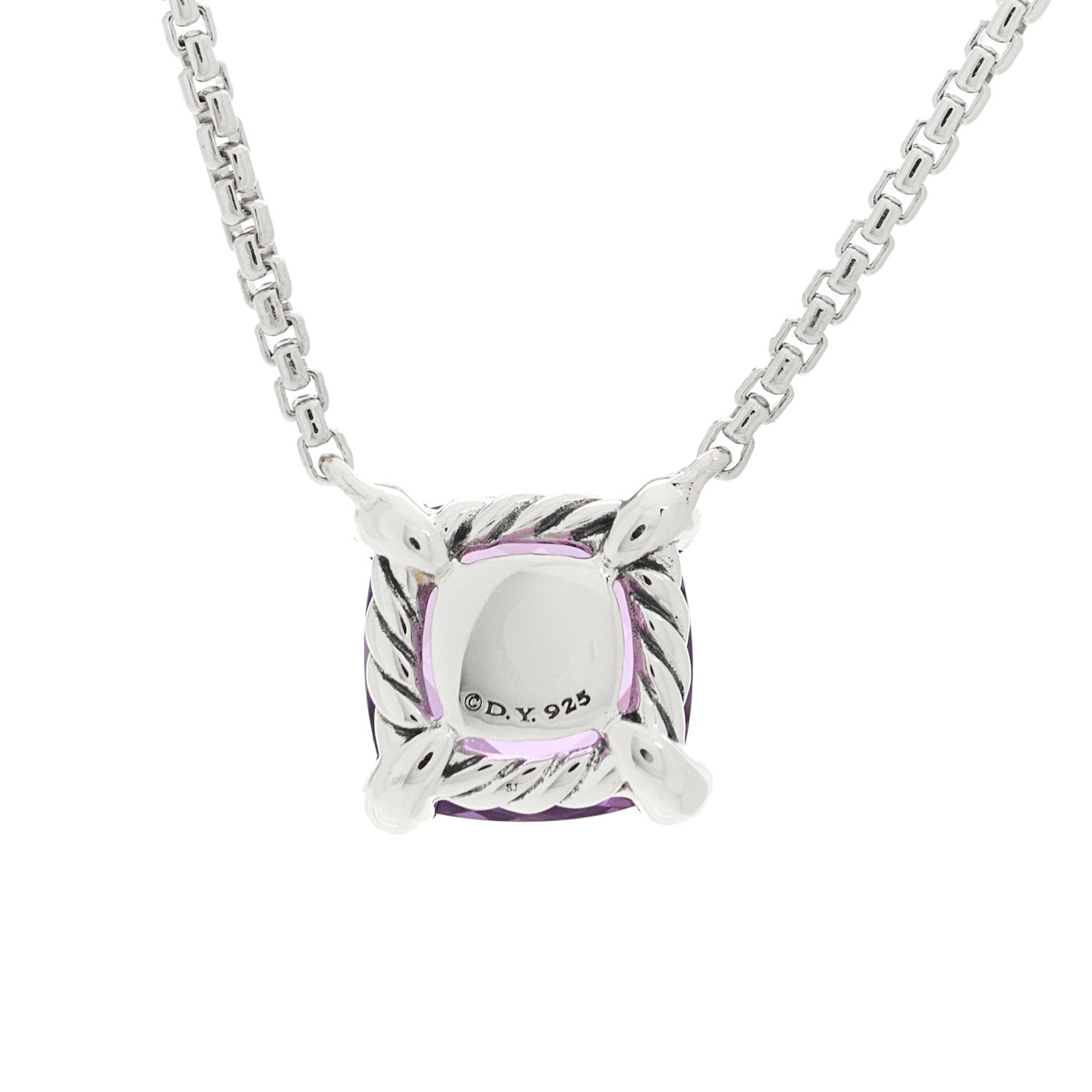 David Yurman Sterling Silver Diamond Amethyst 9mm Petite Chatelaine Pendant Necklace 5 of 5