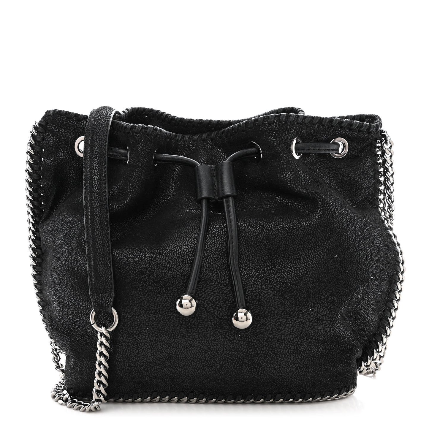 Shaggy Deer Small Falabella Bucket Bag Black