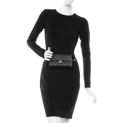 Chanel Grained Calfskin Quilted 2.55 Reissue Flap Belt Bag Clutch Black 2 of 8