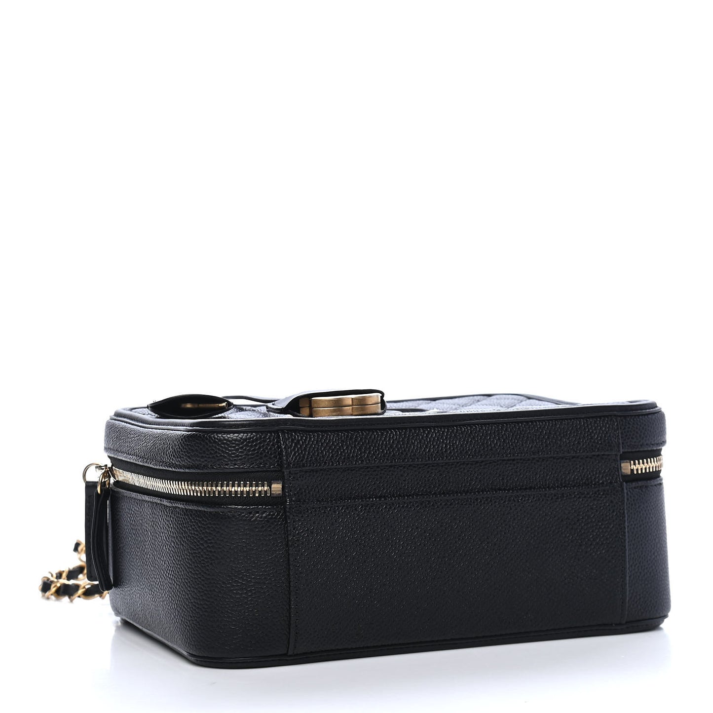 Caviar Quilted Large CC Filigree Vanity Case Black