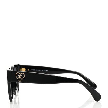 Chanel Acetate Square CC Heart Sunglasses 5478 Black 3 of 8