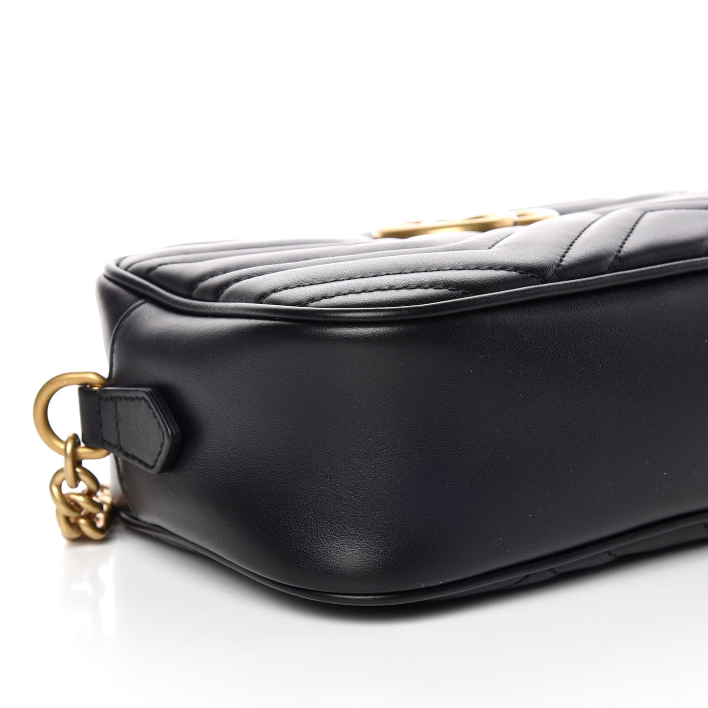 Calfskin Matelasse Small GG Marmont Chain Shoulder Bag Black