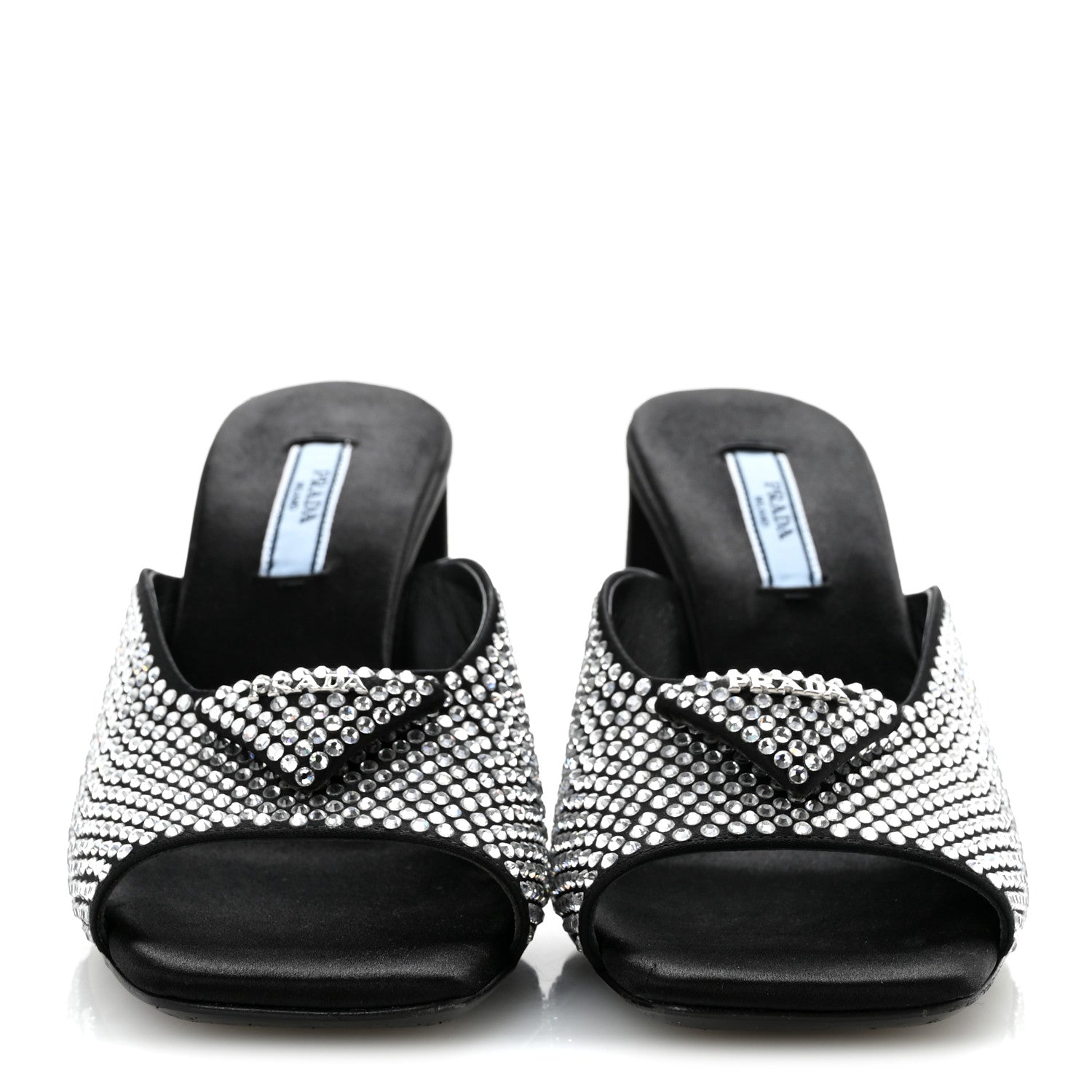 Prada Satin Crystal Logo 90mm Slide Sandals 36 Cristal 3 of 8