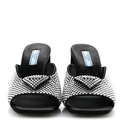 Prada Satin Crystal Logo 90mm Slide Sandals 36 Cristal 3 of 8