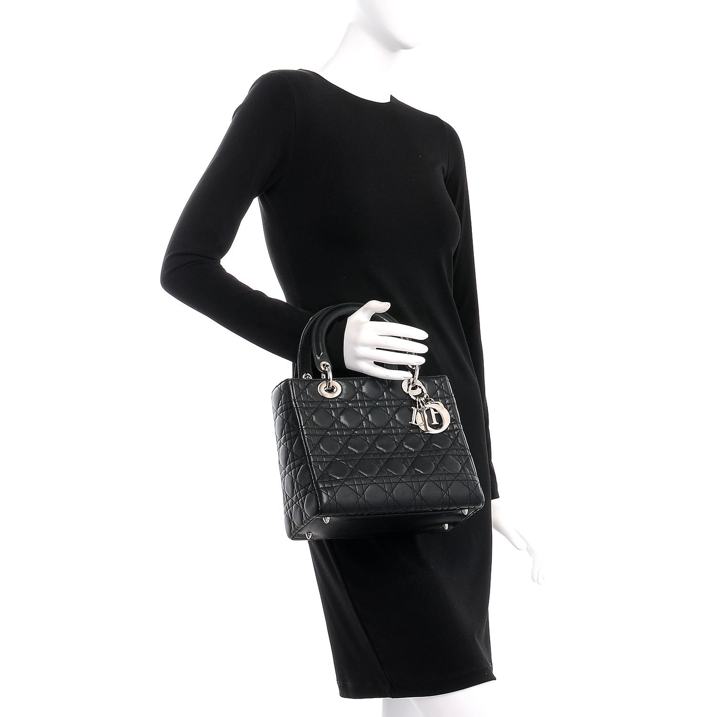 Lambskin Cannage Medium Lady Dior Black