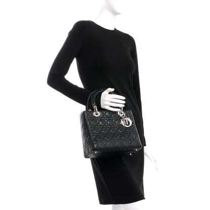 Christian Dior Lambskin Cannage Medium Lady Dior Black 3 of 13